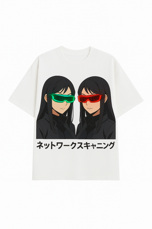 Camiseta Oversized Negra – Gemelas Cyberpunk