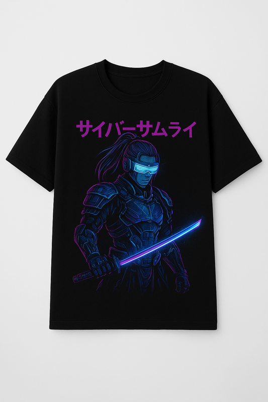 Camiseta Oversized Negra – Cyber Samurai