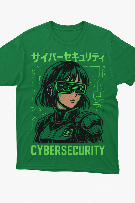 Futuristic Cybersecurity Girl – Green Oversized T-Shirt