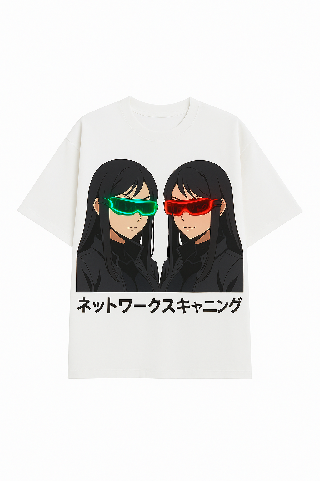 Camiseta Oversized Negra – Gemelas Cyberpunk